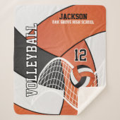 Volleyball 🏐 Schwarz, Orange und Weiß Sherpadecke (Vorderseite)