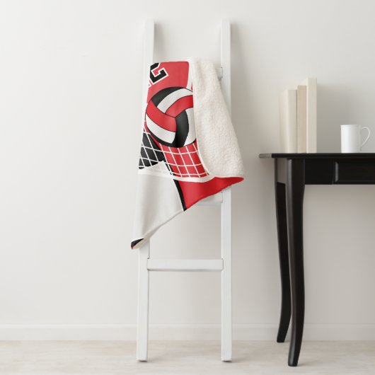 Volleyball 🏐 Schwarz, Rot und Weiß Sherpadecke (Beispiel)