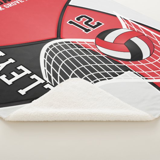 Volleyball 🏐 Schwarz, Rot und Weiß Sherpadecke (3/4)