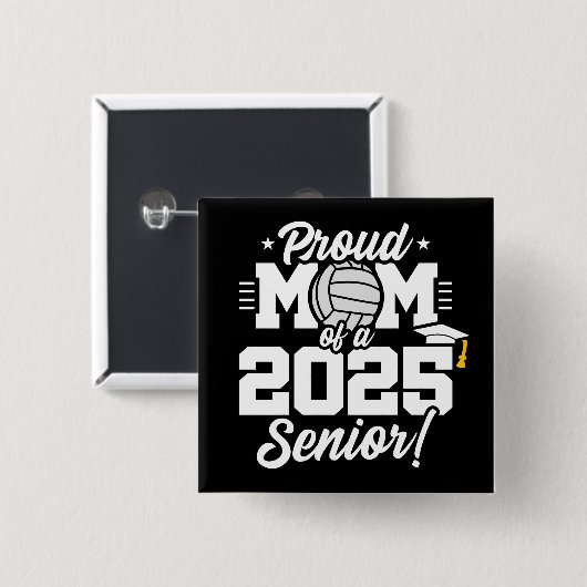 Volleyball Senior Class 2025 Abschluss Proud Mama Button (Vorne & Hinten)