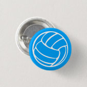 Volleyball-Silhouette-Knopf-Blau Button (Vorne & Hinten)