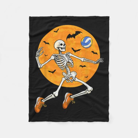 Volleyball Skeleton Soky Boys Halloween Volleyball Fleecedecke (Vorderseite)