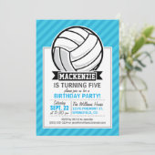 Volleyball; Sky Blue Stripes Einladung (Stehend Vorderseite)