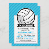 Volleyball; Sky Blue Stripes Einladung (Vorne/Hinten)