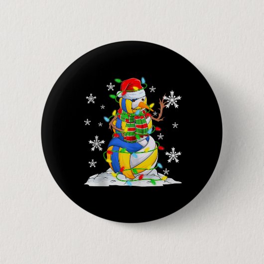 Volleyball Snowman Christmas Tree Lights Xma T Shi Button (Vorderseite)