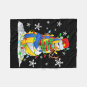 Volleyball Snowman Christmas Tree Lights Xma T Shi Fleecedecke (Vorderseite (Horizontal))