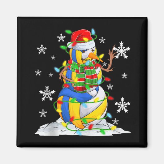 Volleyball Snowman Christmas Tree Lights Xma T Shi Magnet (Vorne)