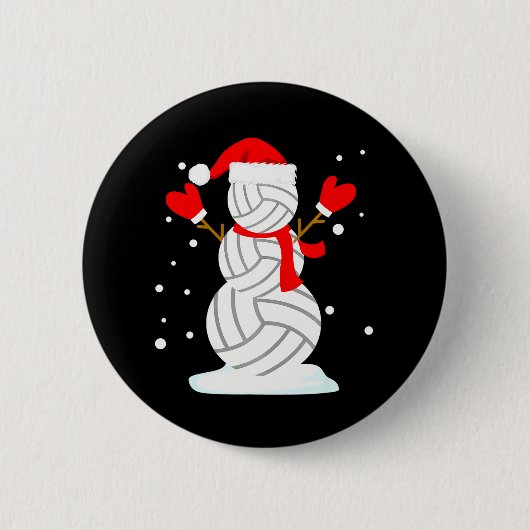 Volleyball Snowman Funny Christmas Button (Vorderseite)
