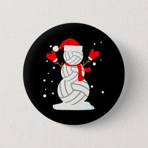 Volleyball Snowman Funny Christmas Button