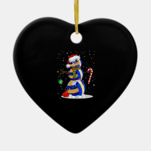 Volleyball Snowman Funny Christmas Pajamas Matchin Keramik Ornament