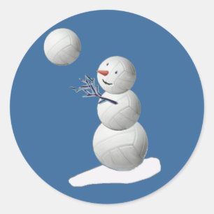 Volleyball Snowman Runder Aufkleber