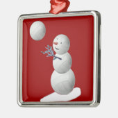 Volleyball Snowman Silbernes Ornament (Links)