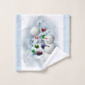 Volleyball Snowman Weihnachten Badhandtuch Set (Waschlappen)
