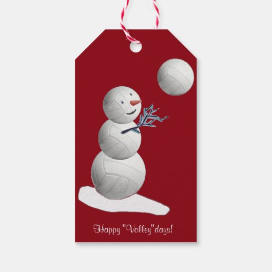 Volleyball Snowman Weihnachten Geschenkanhänger (Rückseite)