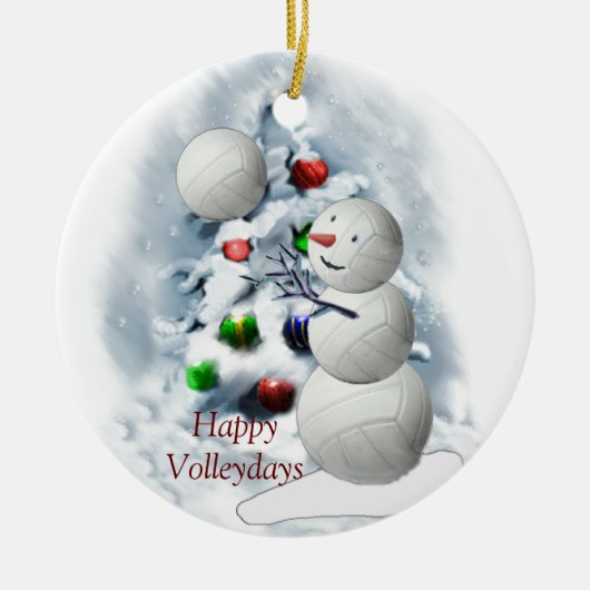 Volleyball Snowman Weihnachten Keramik Ornament (Vorne)