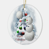 Volleyball Snowman Weihnachten Keramik Ornament (Links)