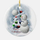 Volleyball Snowman Weihnachten Keramik Ornament (Hinten)
