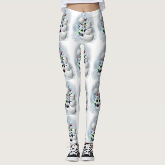 Volleyball Snowman Weihnachten Leggings (Vorderseite)