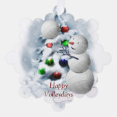 Volleyball Snowman Weihnachten Ornament Karte (Vorderseite)