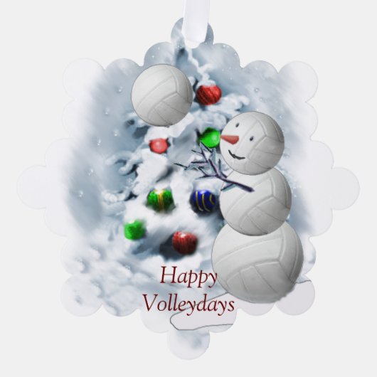 Volleyball Snowman Weihnachten Ornament Karte (Vorderseite)