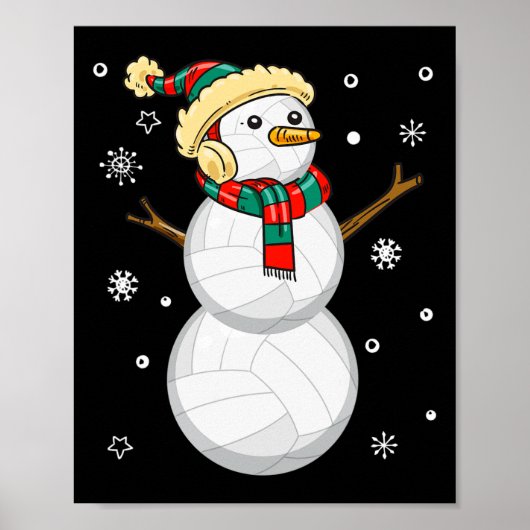 Volleyball Snowman Weihnachtsgeschenk T-Shirt Xmas Poster (Vorne)