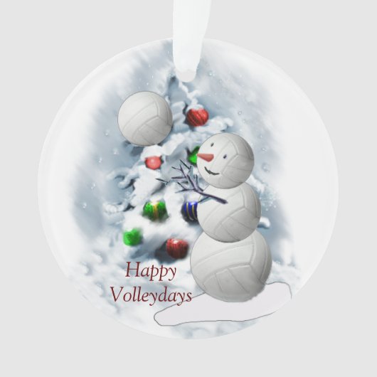 Volleyball Snowmann Weihnachten Ornament (Vorderseite)