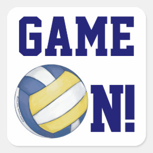 Volleyball-Spiel auf Aufklebern Quadratischer Aufkleber