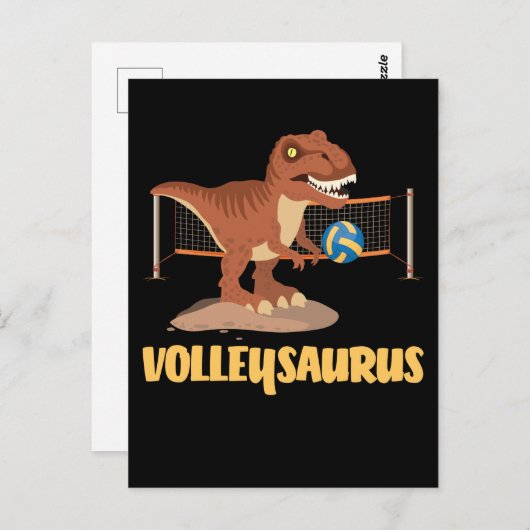 Volleyball spielen Trex Funny Dino Sport Postkarte (Vorne/Hinten)