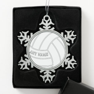 Volleyball Spieler Custom Text Weihnachtsdekoratio Schneeflocken Zinn-Ornament