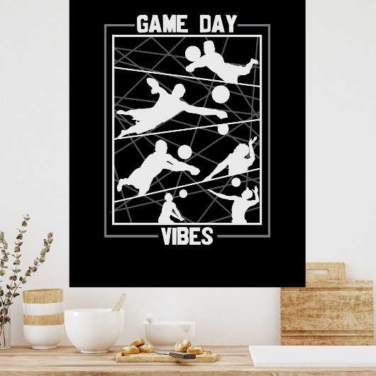 Volleyball-Spieler | Game Day Vibes Poster (Küche)