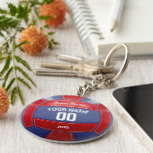 Volleyball Spieler Jahr Team Rot und Blau Schlüsselanhänger (Seite)