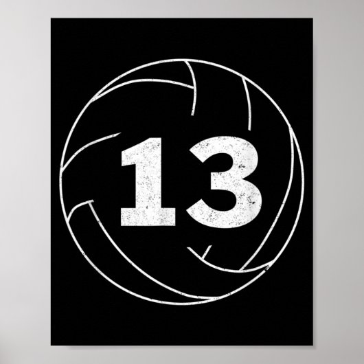 Volleyball Spieler Jersey Nummer dreizehn Grafik Poster (Vorne)