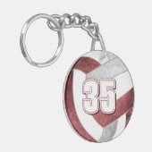 Volleyball-Spieler Jersey-Nummer Maroon grau Schlüsselanhänger (Vorderseite links)