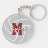 Volleyball-Spieler Jersey-Nummer Maroon grau Schlüsselanhänger (Rückseite)