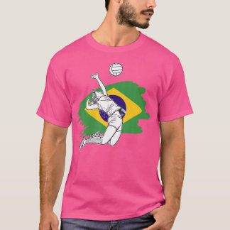 Volleyball-Spieler mit der Flagge Brasiliens T-Shirt