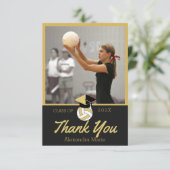 Volleyball-Spieler Moderne Foto Abschluss-Klasse Dankeskarte (Stehend Vorderseite)