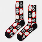 Volleyball Spieler Rot und Schwarzes Weihnachtsmus Socken (Linkes Detail)