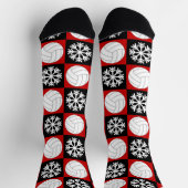 Volleyball Spieler Rot und Schwarzes Weihnachtsmus Socken (Oben)