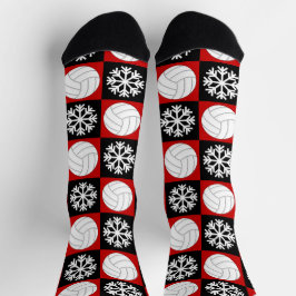 Volleyball Spieler Rot und Schwarzes Weihnachtsmus Socken