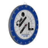 Volleyball-Spieler schwarz, weiß, blau Ikone benut Dartscheibe (Vorderseite Links)