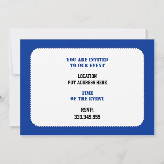 Volleyball-Spieler schwarz, weiß, blau Ikone benut Einladung (Rückseite)