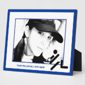 Volleyball-Spieler schwarz, weiß, blau Ikone benut Fotoplatte (Seite)