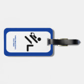 Volleyball-Spieler schwarz, weiß, blau Ikone benut Gepäckanhänger (Rückseite horizontal)