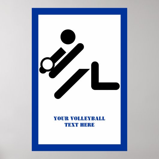 Volleyball-Spieler schwarz, weiß, blau Ikone benut Poster (Vorne)