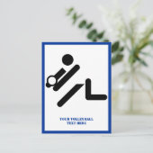 Volleyball-Spieler schwarz, weiß, blau Ikone benut Postkarte (Stehend Vorderseite)