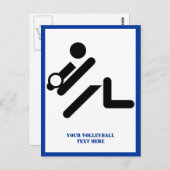 Volleyball-Spieler schwarz, weiß, blau Ikone benut Postkarte (Vorne/Hinten)