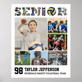 Volleyball Spieler Senior Sports Team FotoCollage Poster