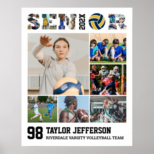 Volleyball Spieler Senior Sports Team FotoCollage Poster (Vorne)