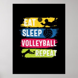 Volleyball-Spieler   Sleep Volleyball wiederholen Poster