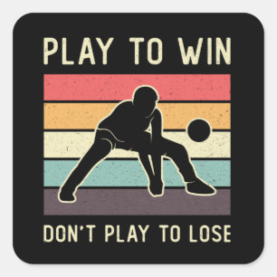 Volleyball Spieler spielen, um zu gewinnen, spiele Quadratischer Aufkleber